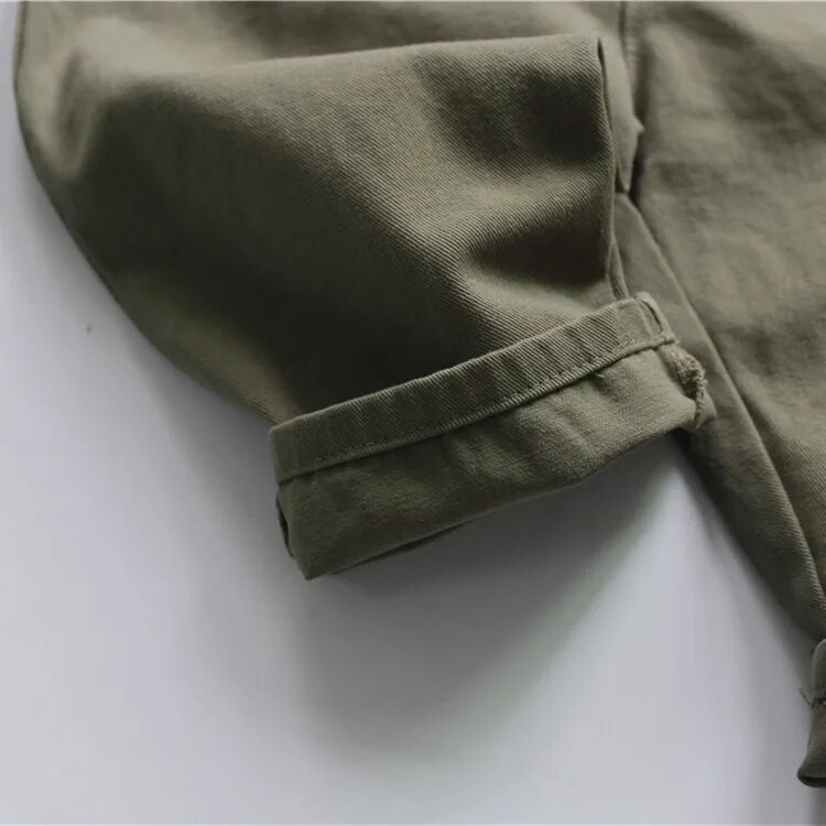 Jesenné nové kórejské unisex detské overaly s dlhým rukávom, jednofarebné vrecká, batoľatá, detské overaly