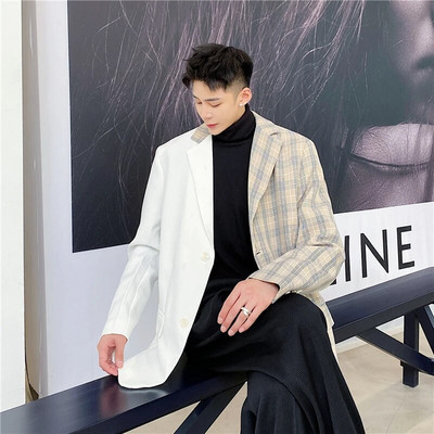 LUZHEN 2024 Jarná móda Originálny farebný kontrastný dizajn spájania Ležérny sako Pánsky trendy oblek High Street LZ1150