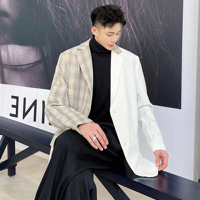 LUZHEN 2024 Jarná móda Originálny farebný kontrastný dizajn spájania Ležérny sako Pánsky trendy oblek High Street LZ1150