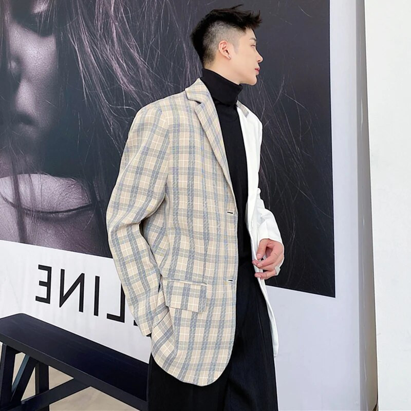 LUZHEN 2024 Jarná móda Originálny farebný kontrastný dizajn spájania Ležérny sako Pánsky trendy oblek High Street LZ1150