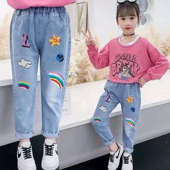 Τζιν για κορίτσια για μόδα Εφηβικό μοτίβο τζιν τζιν παιδικό τζιν παντελόνι ανοιξιάτικο φθινόπωρο παιδικά ρούχα 4 5 7 9 11 13 ετών