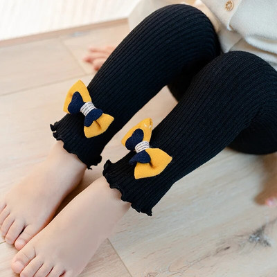 Primăvară Toamnă Leggings calduri pentru fete, culori amestecate, papion, bumbac, pantaloni pentru bebeluși, comozi pentru fete, pantaloni pentru copii, pentru 0-4 ani