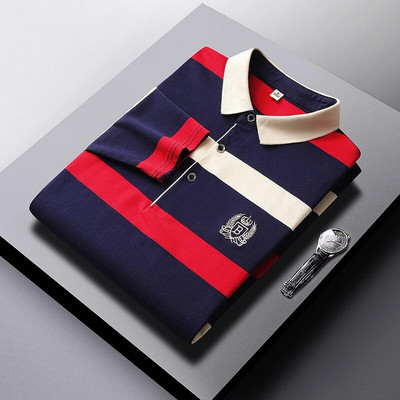 Tricou polo pentru bărbați cu mânecă lungă, cu țesătură confortabilă, respirabilă și stil casual versatil pentru primăvară și toamnă
