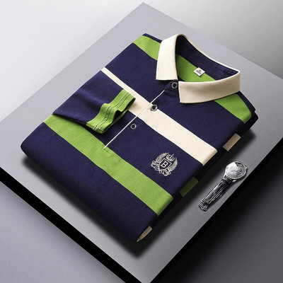 Tricou polo pentru bărbați cu mânecă lungă, cu țesătură confortabilă, respirabilă și stil casual versatil pentru primăvară și toamnă