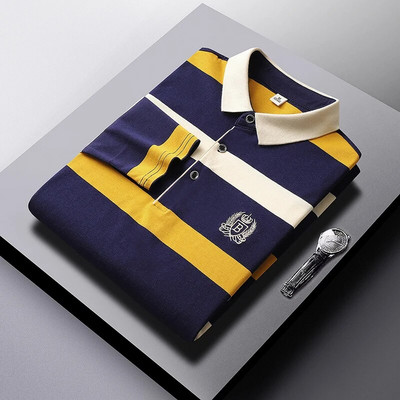 Tricou polo pentru bărbați cu mânecă lungă, cu țesătură confortabilă, respirabilă și stil casual versatil pentru primăvară și toamnă
