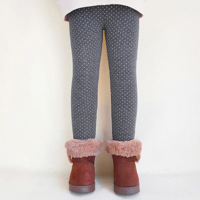 Παιδικά Ρούχα Χειμωνιάτικα Κοριτσίστικα Κολάν Dot Print Βαμβακερό ζεστό Fleece Παντελόνι Παιδικό Φθινοπωρινό Καλσόν Κορίτσια Plus Βελούδινο Παχύ Παντελόνι