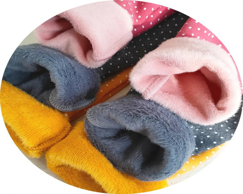 Παιδικά Ρούχα Χειμωνιάτικα Κοριτσίστικα Κολάν Dot Print Βαμβακερό ζεστό Fleece Παντελόνι Παιδικό Φθινοπωρινό Καλσόν Κορίτσια Plus Βελούδινο Παχύ Παντελόνι