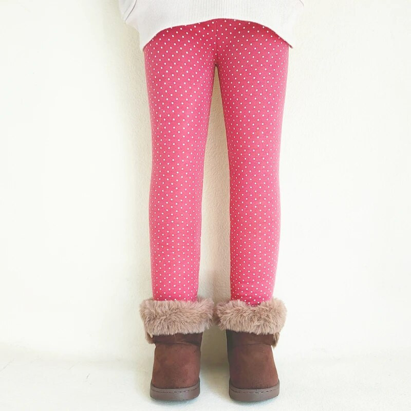 Παιδικά Ρούχα Χειμωνιάτικα Κοριτσίστικα Κολάν Dot Print Βαμβακερό ζεστό Fleece Παντελόνι Παιδικό Φθινοπωρινό Καλσόν Κορίτσια Plus Βελούδινο Παχύ Παντελόνι