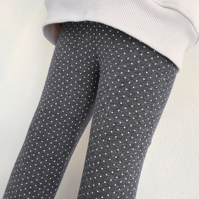 Παιδικά Ρούχα Χειμωνιάτικα Κοριτσίστικα Κολάν Dot Print Βαμβακερό ζεστό Fleece Παντελόνι Παιδικό Φθινοπωρινό Καλσόν Κορίτσια Plus Βελούδινο Παχύ Παντελόνι