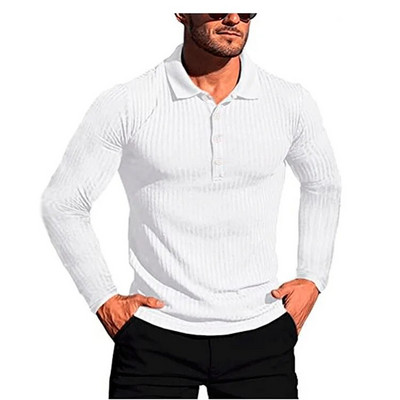 KPOP stil la modă Harajuku Topuri slim Fit lejer Casual Toate se potrivesc Tricouri subțiri solide Tricouri polo cu mânecă lungă cu nasturi