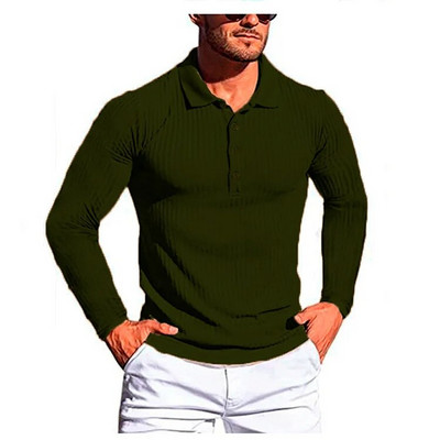 KPOP stil la modă Harajuku Topuri slim Fit lejer Casual Toate se potrivesc Tricouri subțiri solide Tricouri polo cu mânecă lungă cu nasturi