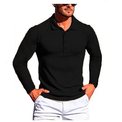KPOP stil la modă Harajuku Topuri slim Fit lejer Casual Toate se potrivesc Tricouri subțiri solide Tricouri polo cu mânecă lungă cu nasturi