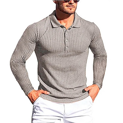 KPOP stil la modă Harajuku Topuri slim Fit lejer Casual Toate se potrivesc Tricouri subțiri solide Tricouri polo cu mânecă lungă cu nasturi