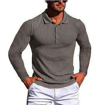 KPOP stil la modă Harajuku Topuri slim Fit lejer Casual Toate se potrivesc Tricouri subțiri solide Tricouri polo cu mânecă lungă cu nasturi