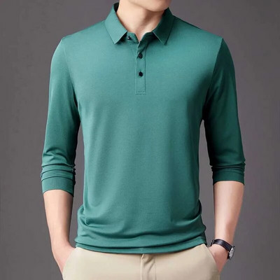 Moda cu nasturi cu revere Tricouri polo de culoare solidă Îmbrăcăminte pentru bărbați, primăvară, toamnă, pulovere casual, topuri, tricou coreean