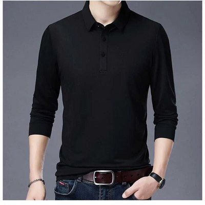 Moda cu nasturi cu revere Tricouri polo de culoare solidă Îmbrăcăminte pentru bărbați, primăvară, toamnă, pulovere casual, topuri, tricou coreean