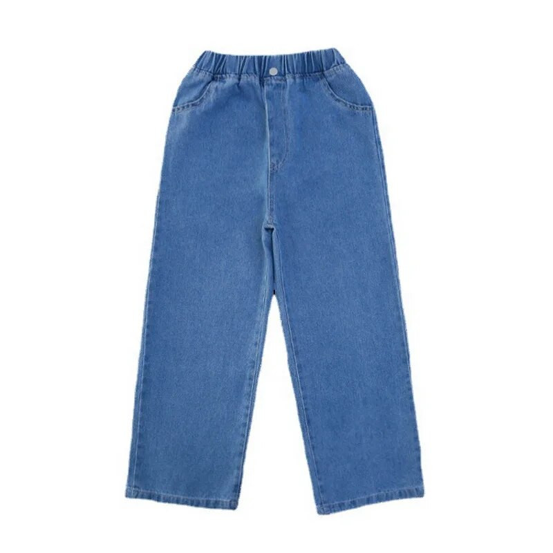 Új érkezés tinédzser lányok farmer tavaszi ősz alkalmi divat gyerekek széles szárú szigetelt farmernadrágok iskolai gyerekek farmer nadrágok