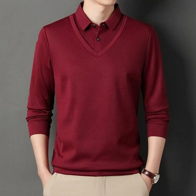 Tricou polo cu mânecă lungă pentru bărbați, de primăvară, toamnă