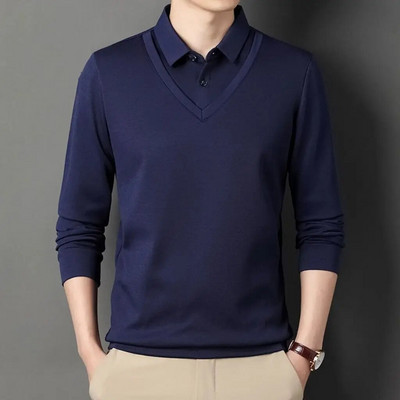 Tricou polo cu mânecă lungă pentru bărbați, de primăvară, toamnă