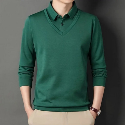 Tricou polo cu mânecă lungă pentru bărbați, de primăvară, toamnă