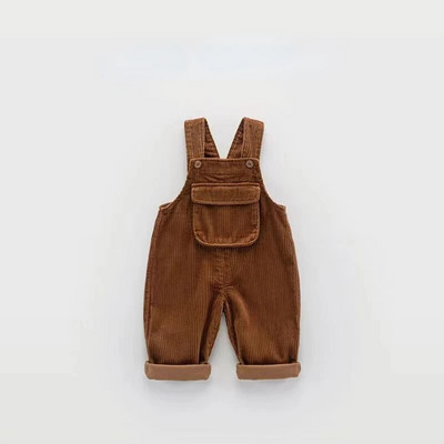 Toamnă Iarnă Salopetă pentru copii de culoare uni Pantaloni din velur cu salopete Salopetă pentru copii mici, cu gât pătrat, cu capse