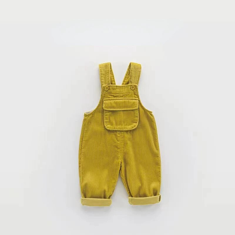 Toamnă Iarnă Salopetă pentru copii de culoare uni Pantaloni din velur cu salopete Salopetă pentru copii mici, cu gât pătrat, cu capse