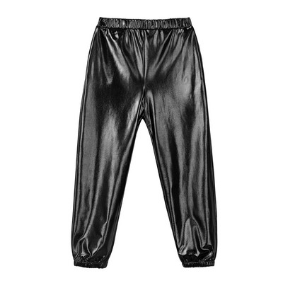 Lapsed Tüdrukud Mood Peoriided Läikiv Metallik Elastne Kõrge Vöökohaga Tantsupüksid Hip Hop Püksid Tänavarõivad Tantsurõivad Dressipüksid