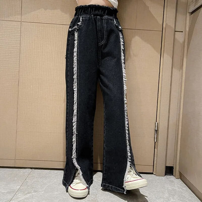 Džínsy pre dospievajúce študentky, jar 2022, detské džínsové nohavice, ležérne džínsy pre dievčatá 6, 8, 10, 12, 14 rokov, s elastickým pásom, detské nohavice