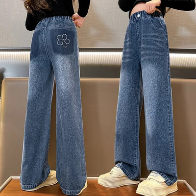Džínsy pre dospievajúce študentky, jar 2022, detské džínsové nohavice, ležérne džínsy pre dievčatá 6, 8, 10, 12, 14 rokov, s elastickým pásom, detské nohavice