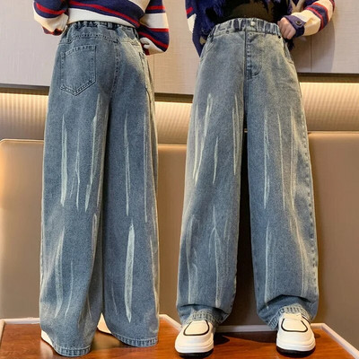 Džínsy pre dospievajúce študentky, jar 2022, detské džínsové nohavice, ležérne džínsy pre dievčatá 6, 8, 10, 12, 14 rokov, s elastickým pásom, detské nohavice