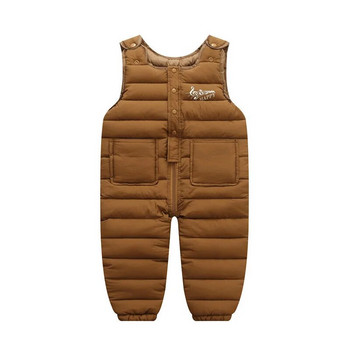 Пухени панталони за малки момчета Топли удебелени зимни панталони с пух за бебета и момичета Бебешки пухени гащеризони Детски дрехи Детски гащеризони