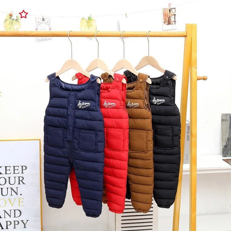 Kisgyermek fiúk toll nadrág meleg vastag téli baba lányok pehely nadrág baba alsó Body nadrág gyermek ruházat gyerek overál