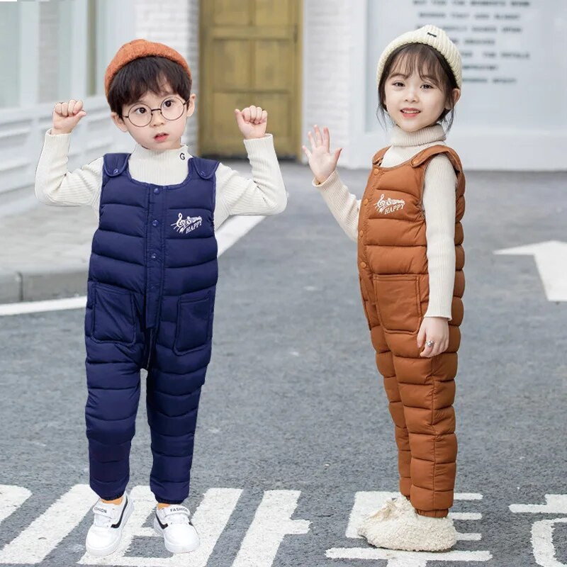 Kisgyermek fiúk toll nadrág meleg vastag téli baba lányok pehely nadrág baba alsó Body nadrág gyermek ruházat gyerek overál