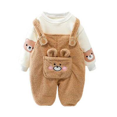 2 ks jeseň/zima nové detské zamatové zahusťovacie overaly sada chlapcov a dievčat manšestrové overaly kórejská verzia detského oblečenia