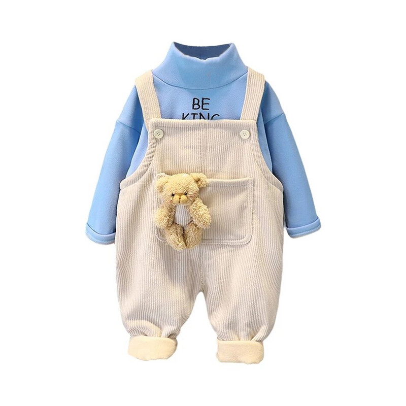 2 ks jeseň/zima nové detské zamatové zahusťovacie overaly sada chlapcov a dievčat manšestrové overaly kórejská verzia detského oblečenia