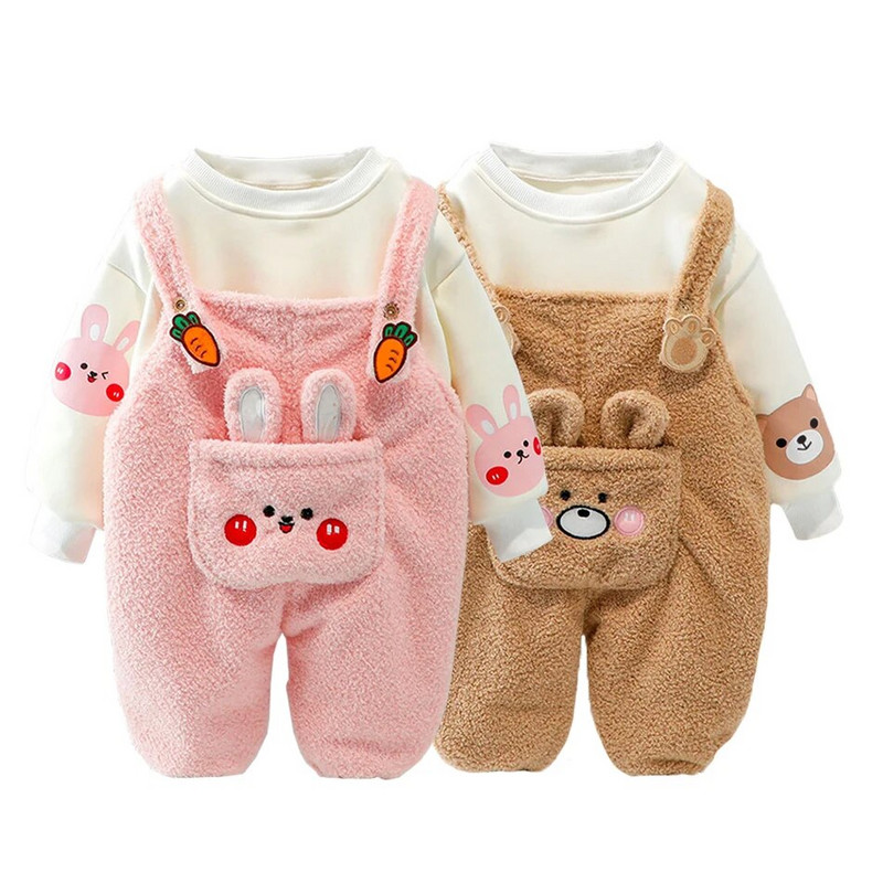 2 ks jeseň/zima nové detské zamatové zahusťovacie overaly sada chlapcov a dievčat manšestrové overaly kórejská verzia detského oblečenia