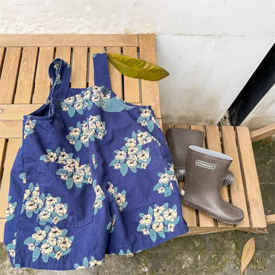 2602C Pantaloni pentru copii 2022 Pantaloni cu bretele pentru femeie de vară coreeană Salopete Bumbac spălat 5 pantaloni Pantaloni cu bretele pentru bebeluși