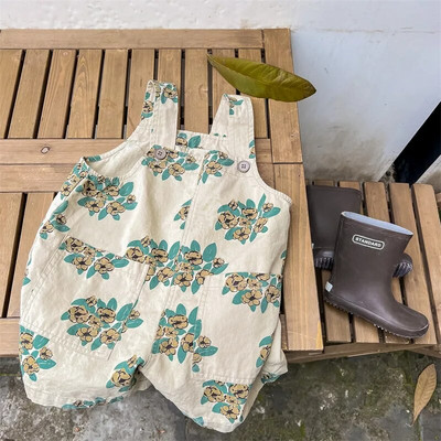 2602C Pantaloni pentru copii 2022 Pantaloni cu bretele pentru femeie de vară coreeană Salopete Bumbac spălat 5 pantaloni Pantaloni cu bretele pentru bebeluși