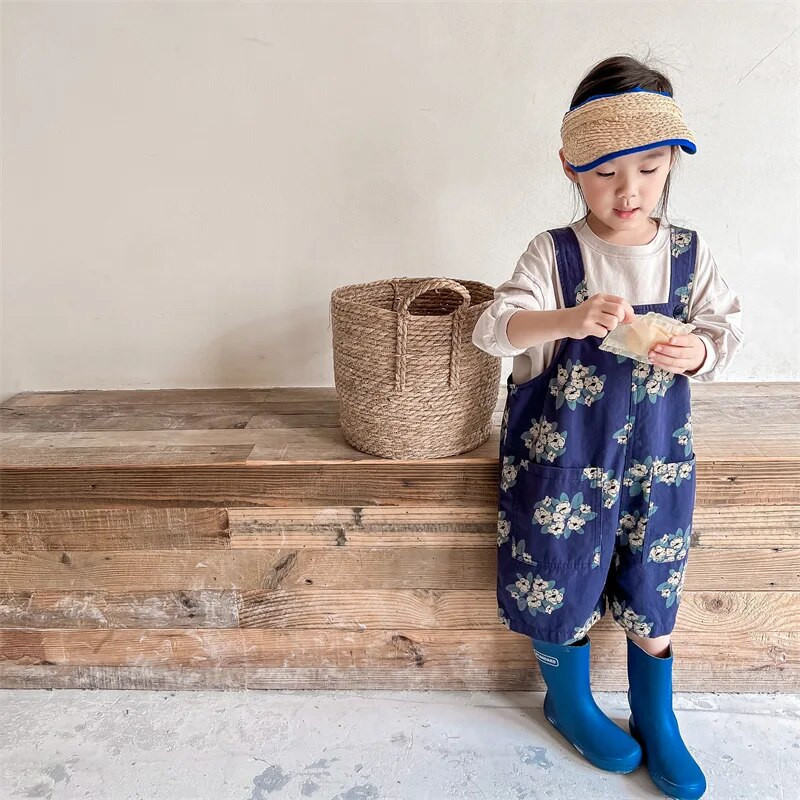 2602C Pantaloni pentru copii 2022 Pantaloni cu bretele pentru femeie de vară coreeană Salopete Bumbac spălat 5 pantaloni Pantaloni cu bretele pentru bebeluși