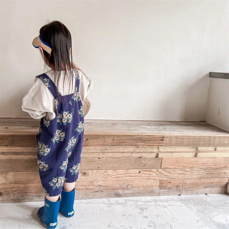 2602C Pantaloni pentru copii 2022 Pantaloni cu bretele pentru femeie de vară coreeană Salopete Bumbac spălat 5 pantaloni Pantaloni cu bretele pentru bebeluși