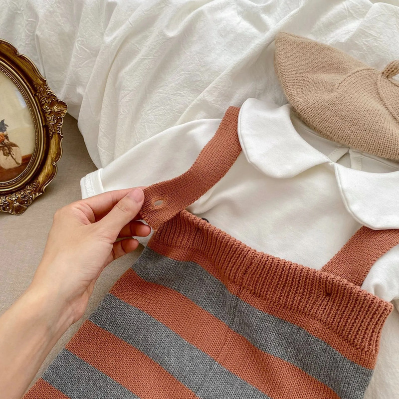 Φθινοπωρινό νεογέννητο πλέξιμο για βρέφη Ριγέ φόρμες αγοριού Παιδιά πλεκτά Casual ζαρτιέρες Παντελόνι Κοριτσάκι Baby Παντελόνι μόδας 100% βαμβάκι