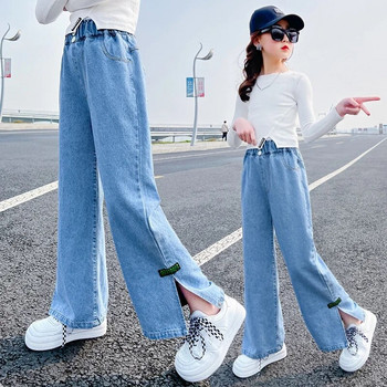 Καλοκαίρι 2023 Νέο κοριτσάκι με φαρδύ τζιν παιδικό κορίτσι τζιν παντελόνι Παιδικά ρούχα με μακριά παντελόνια για κορίτσια Φθινόπωρο Άνοιξη 90-160