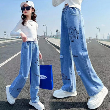Καλοκαίρι 2023 Νέο κοριτσάκι με φαρδύ τζιν παιδικό κορίτσι τζιν παντελόνι Παιδικά ρούχα με μακριά παντελόνια για κορίτσια Φθινόπωρο Άνοιξη 90-160