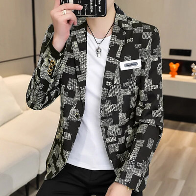 Costum pentru bărbați Blazere Jachete Nou primăvară, toamnă, carouri, costume ocazionale, jachete, haine, haine de afaceri, îmbrăcăminte formală, bărbați, blazere slim fit, dimensiune 4xl