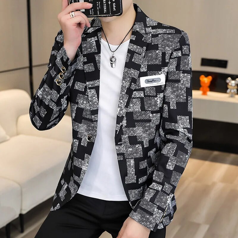 Costum pentru bărbați Blazere Jachete Nou primăvară, toamnă, carouri, costume ocazionale, jachete, haine, haine de afaceri, îmbrăcăminte formală, bărbați, blazere slim fit, dimensiune 4xl