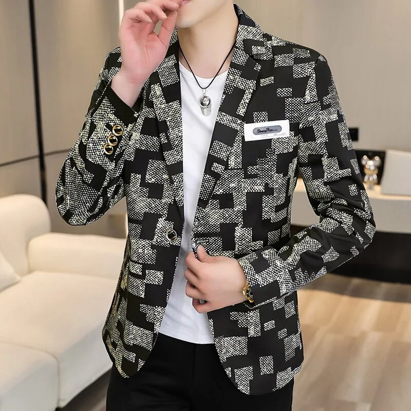 Costum pentru bărbați Blazere Jachete Nou primăvară, toamnă, carouri, costume ocazionale, jachete, haine, haine de afaceri, îmbrăcăminte formală, bărbați, blazere slim fit, dimensiune 4xl