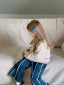 Dievčenské džínsy HoneyCherry so širokými nohavicami, modré, jesenné, nové, módne, prané, rovné džínsy s neopracovaným okrajom