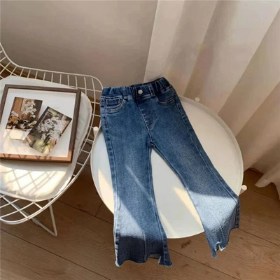 Toamnă Fete Pantaloni evazați din denim ocazional Pantaloni la modă pentru copii cu elasticitate ridicată pentru exterior pentru fetiță Blugi slim versatili