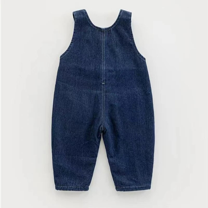Detské chlapčenské overaly pre batoľatá, ležérne džínsové kombinézy s kreslenými postavičkami, teplé džínsové nohavice s náprsníkom, zimné oblečenie pre deti