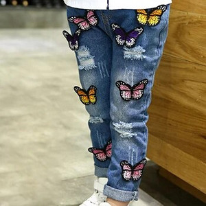Fashion Fantasy Butterfly Girls Jeans Elastic Waist Παιδικό Παντελόνι Casual Άνετο Slim-Fit κοριτσίστικο παντελόνι Παιδικά ρούχα 1-7 ετών